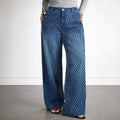 Plus Size Women Starry Sky Straight Loose Drooping Jeans Crocheted High Street Niche Design Wide Leg Pants